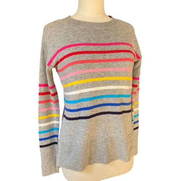 Gap Rainbow Crazy Stripe Wool Blend Sweater Oversized Lagenlook Colorful-XS - Picture 1 of 11